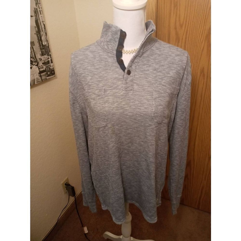 Lucky Brand Long Sleeve Button up Neck Pullover-Very Good